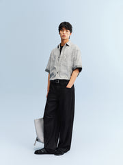 Men's Printed Striped Short-Sleeve Shirt