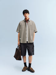 Men's Contrast-Trim Plaid Shirt
