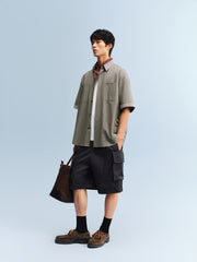 Men's Contrast-Trim Plaid Shirt