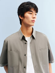Men's Contrast-Trim Plaid Shirt