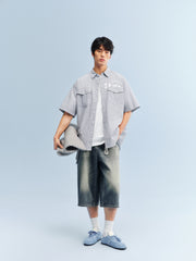 Men's Striped Shirt with Letter Print