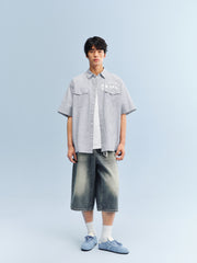 Men's Striped Shirt with Letter Print