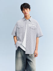 Men's Striped Shirt with Letter Print