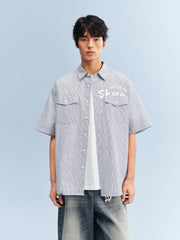 Men's Striped Shirt with Letter Print