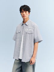 Men's Striped Shirt with Letter Print