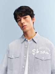 Men's Striped Shirt with Letter Print