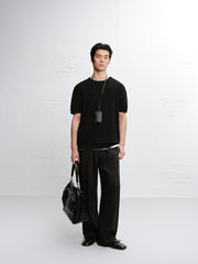 Men's Slim-Fit Solid Short-Sleeve Knit Top