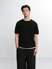 Men's Slim-Fit Solid Short-Sleeve Knit Top