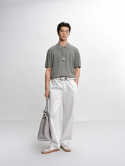 Men's Cable-Knit Textured Polo Shirt