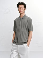Men's Cable-Knit Textured Polo Shirt