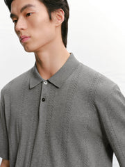 Men's Cable-Knit Textured Polo Shirt