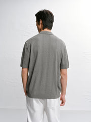 Men's Cable-Knit Textured Polo Shirt