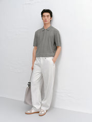 Men's Cable-Knit Textured Polo Shirt