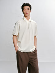 Men's Casual Zipper-Trimmed Polo