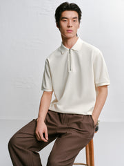 Men's Casual Zipper-Trimmed Polo