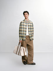 Men's Casual Contrast Plaid Shirt