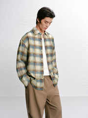 Men's Casual Contrast Plaid Shirt