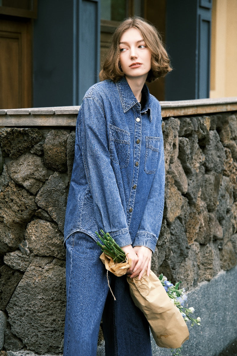 Women's Rhinestone Denim Shirt