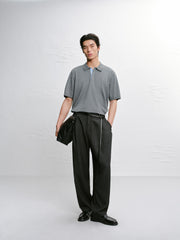 Men's Casual Contrast Color Polo Shirt