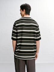 Men's Loose-Fit Striped Henley T-Shirt