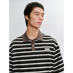Men's Casual Color-Contrast Stripe Polo Shirt