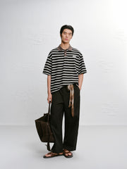 Men's Casual Color-Contrast Stripe Polo Shirt
