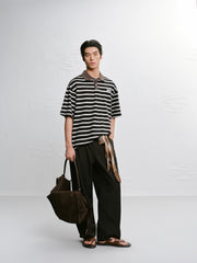 Men's Casual Color-Contrast Stripe Polo Shirt