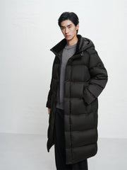Men's Long Thermal Hooded Goose Down Coat