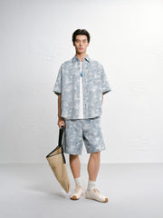 Men's Casual Short Sleeve Denim Shirt