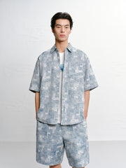 Men's Casual Short Sleeve Denim Shirt
