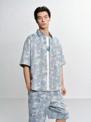 Men's Casual Short Sleeve Denim Shirt