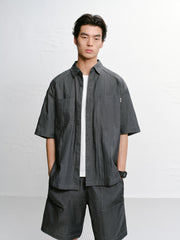 Men's casual loose-fitting denim-style shirt for outerwear