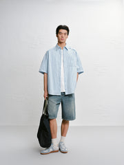 Men's striped short-sleeved shirt