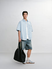 Men's striped short-sleeved shirt