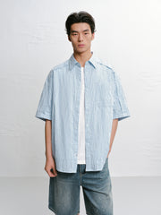 Men's striped short-sleeved shirt