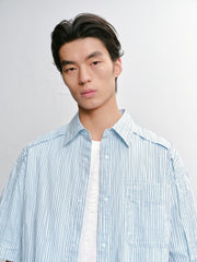 Men's striped short-sleeved shirt
