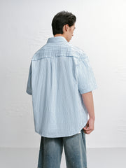 Men's striped short-sleeved shirt