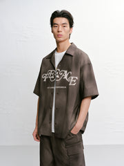 Men's Casual Color-Block Letter Short-Sleeve Shirt