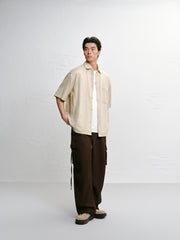 Men's Letter Jacquard Short-Sleeve Shirt