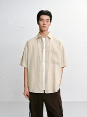 Men's Letter Jacquard Short-Sleeve Shirt
