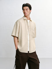 Men's Letter Jacquard Short-Sleeve Shirt