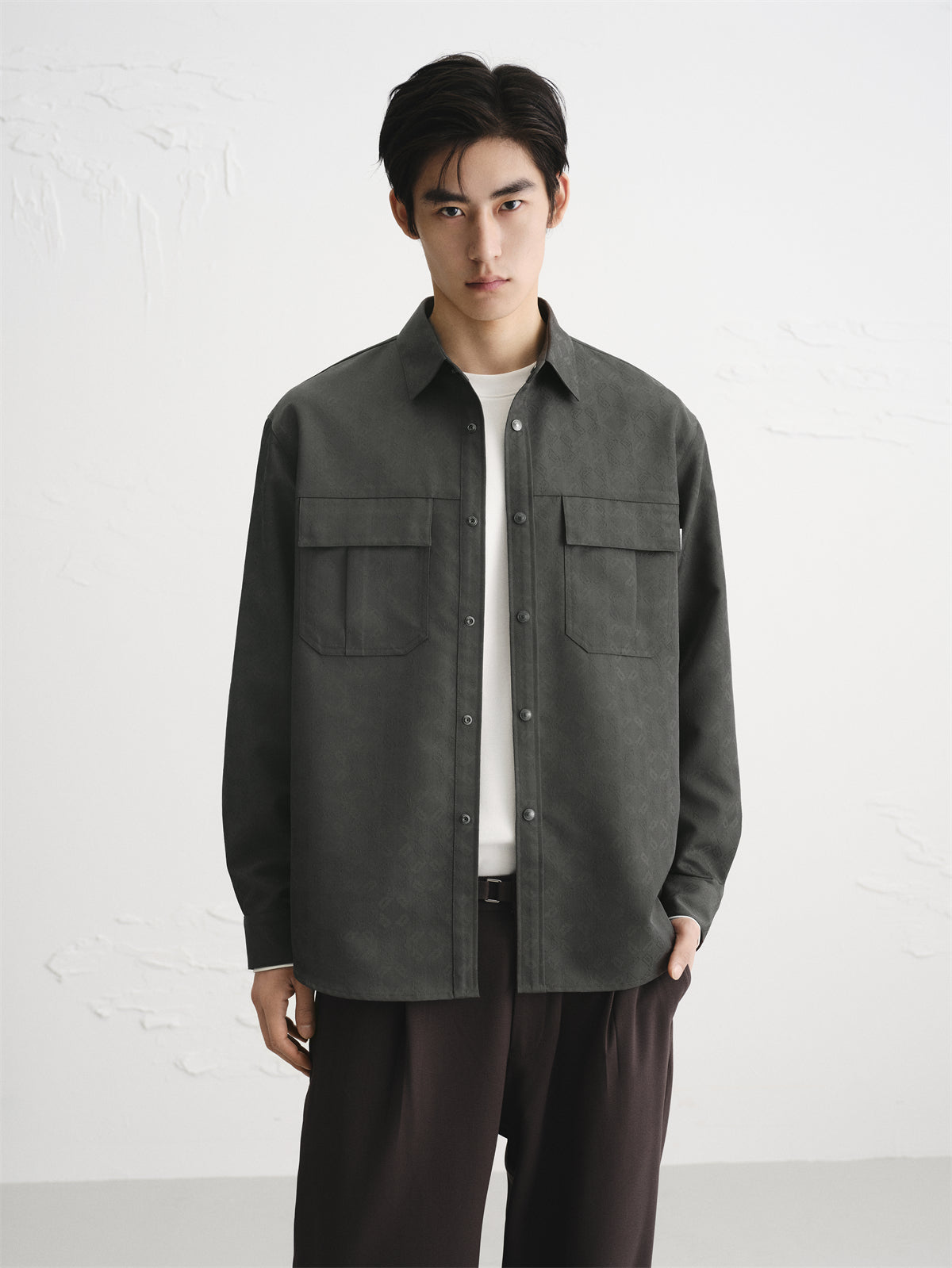 Men's Subtle Patterned Textured Jacquard Shirt