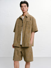 Men's plaid short-sleeve shirt