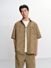 Men's plaid short-sleeve shirt