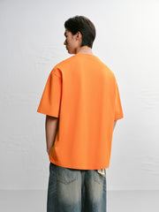Men's Casual Orange Printed  T-Shirt