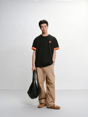 Men's American-style Color-block Printed T-shirt