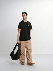 Men's American-style Color-block Printed T-shirt