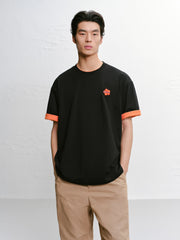 Men's American-style Color-block Printed T-shirt
