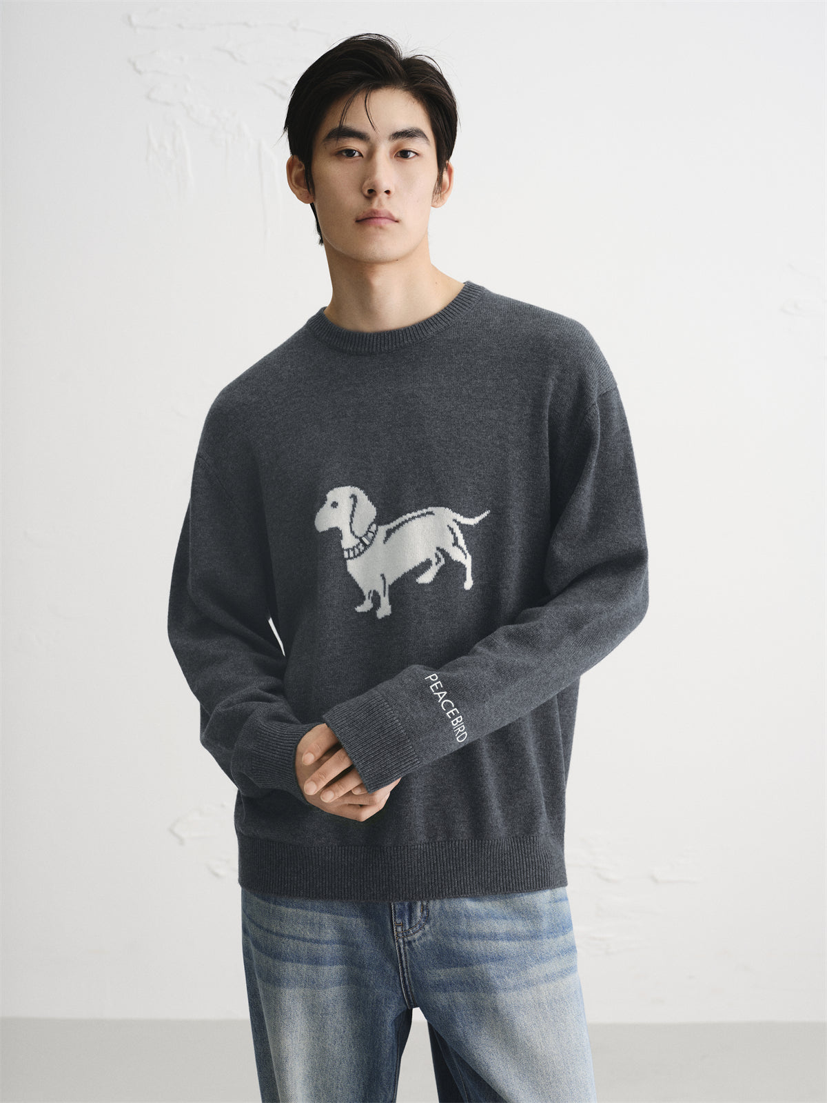 Men's Wool-Blend Jacquard Sweater