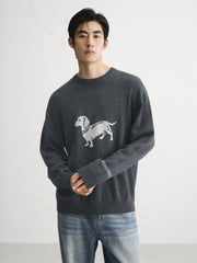 Men's Wool-Blend Jacquard Sweater